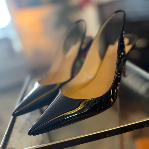 Christian Louboutin Black Patent Slingback Heels - Picture 6 of 9